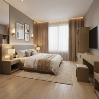 Usine directe hôtel de luxe moderne chambre ensemble de meubles en bois massif 5 étoiles hôtel standard cadre de lit panneau têt