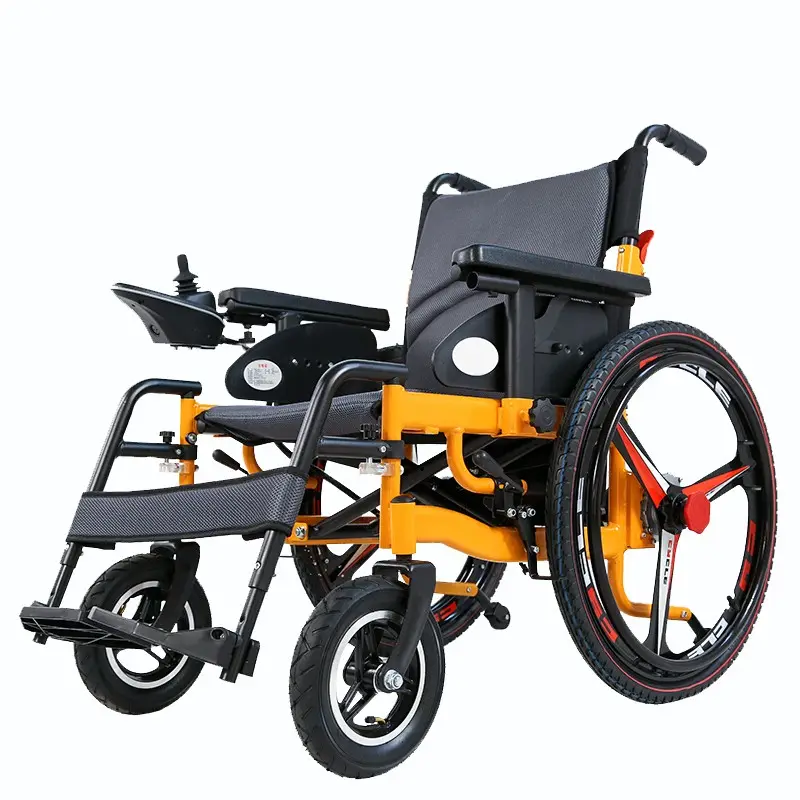Katlanır hafif tekerlekli sandalye için taşınabilir katlanabilir elektrikli tekerlekli sandalye yaşlı ve engelli