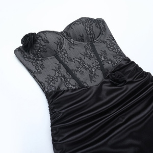 Z-5476 <span class=keywords><strong>Abbigliamento</strong></span> Gotico Donna, Vestito Senza Spalline con <span class=keywords><strong>Rose</strong></span>, Nuovo Stile Sexy Autunnale, Abito Lungo Moda Cigno Nero - Product Image 6