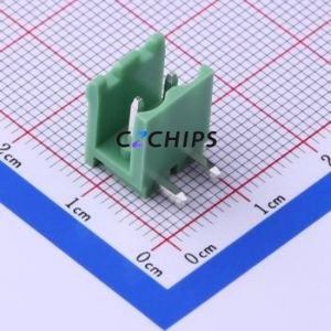 KF2EDGR-5.0-2P Plug-in Terminal Block Bent Lead Through Hole,P=5mm Connector Board-to-Board / Socket - Open 1x2P 5mm Green - Product Image 1