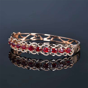 SGARIT Drop Shipping Luxury Fine Gemstone Jewelry 3ct Pigeon Blood Red Natural Ruby 18k <strong>Rose</strong> <strong>Gold</strong> <strong>Bangles</strong> Women - Product Image 3