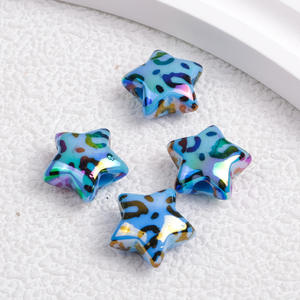 Color recto agujero oblicuo deslumbrante estampado de leopardo estrellas perforadas DIY pulsera pluma accesorios cuentas acrílicas impresas - Product Image 4