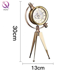 Đồng Hồ Thủ Công Màu Vàng Kim Loại Châu Âu Đồng Hồ Để Bàn Đồng Hồ Để Bàn Máy Ảnh Ba Chân Phòng Học - Product Image 6