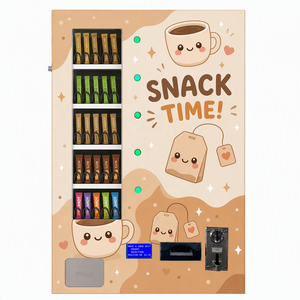 Distributeur automatique de snacks 5 sélections avec bouton LED, écran LCD, paiement, compact, mural, pour café instantané, sachets de thé, barres énergétiques - Product Image 1