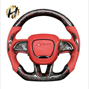 Volante Deportivo Personalizado HZ de Fibra de Carbono para <span class=keywords><strong>Dodge</strong></span> Charger <span class=keywords><strong>Challenger</strong></span> Hellcat SRT RT, Cuero de Gamuza, 4 Radios, 50 mm - Product Image 1