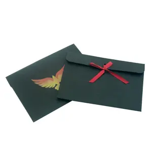 Benutzer definierter Druck A4 Papier karte Schwarz Hochzeits einladung umschlag Geschenk karte Verpackung A5 Farb umschläge mit Bands eil