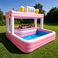 Bar de piscine gonflable commercial exceptionnel, pub gonflable aquatique pour adultes et enfants, idéal pour fêtes, événements et jardins 4,5m x 4,5m