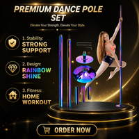Barre de danse multicolore autoportante pour l'intérieur, barre de danse rotative antidérapante de 45 mm pour les passionnés de fitness à domicile