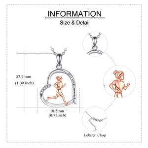 YFN joyería fina plata esterlina 925 dos tonos corriendo mantener corriendo corazón colgante collar - Product Image 2