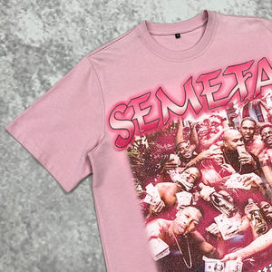 Nouveau design T-shirt imprimé à col rond personnalisé T-shirt surdimensionné en coton personnalisé Streetwear unisexe T-shirts graphiques Boxy - Product Image 4