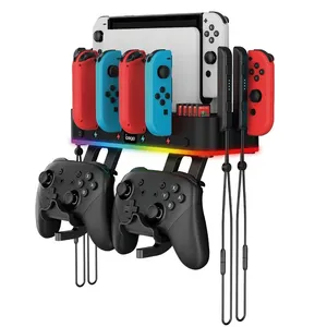 New Trend RGB Wall Mount with Joy-con Charger <strong>Holder</strong> for <strong>Nin</strong> Tendo Switch /oled Pro Controller Stand 10 Card Slots Brackter - Product Image 1