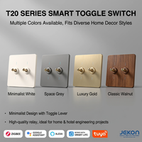 Interrupteur intelligent rétro Tuya Zigbee 3.0 T20 4 gangs, ultra-plat 6mm, 110V-250V, levier en alliage de zinc, compatible Alexa Google Voice, pour hôtel et villa