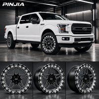 Roue forgée PJ Beadlock noire avec face usinée 17x8 17x9 5x5.5 pour Ford F150 F250 Dodge Rams