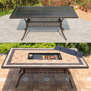 <strong>European</strong> Style Outdoor Cast Aluminum Single Table Barbecue Dining Table for Courtyard Villa Garden Electric Carbon <strong>Grill</strong> Table - Product Image 3