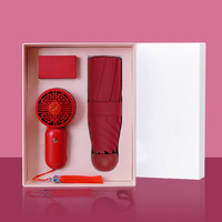 Hochwertige Geschenkbox im chinesischen Stil mit Fächer-Design, Damen-Vinyl-Sonnenschutz, Mini-Regenschirm für Sonne und Regen