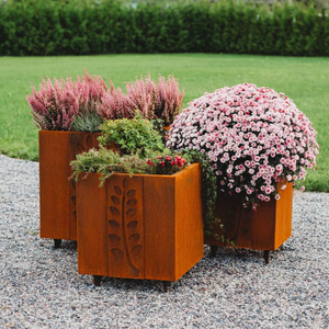 Jardinière carrée en acier Corten personnalisée, pots de fleurs en métal rouillé, jardinières d'extérieur - Product Image 1