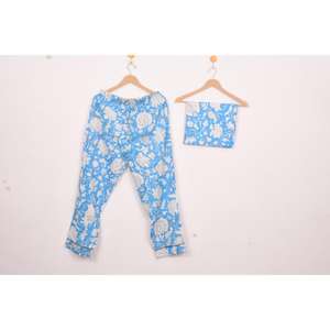 Conjunto de Pijama de Algodón Floral de Lujo y Elegante, Estampado a Mano, Ropa de Dormir para Mujer, Conjuntos de Ropa de Dormir Cómodos para Mujer - Product Image 2