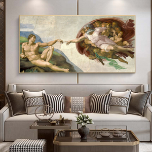 Pósteres de Arte Mural de la Creación de Adán de Miguel Ángel, Cuadros Hechos a Mano, Impresiones de Arte Famosas, Pintura Clásica, Lienzo de Poliéster Impermeable - Product Image 6