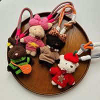 Porte-clés en peluche ours RW avec cordon coloré, cadeau pour sac à main, breloque mignonne en peluche pour femme