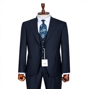 Costume d'affaires gris pour homme Perre, style britannique, double boutonnage, col mandarin, infroissable, grandes tailles, coupe classique pour adultes - Product Image 1