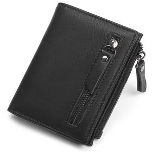 <b>Men's</b> Genuine Leather <b>Wallet</b> Black <b>RFID</b> Anti-Theft Multi-Card Zipper Closure Casual Everyday Use - Product Image 5