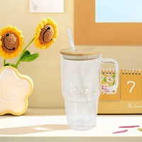 Gobelet en verre réutilisable écologique de 20 oz avec couvercle et paille, personnalisable avec logo, pour café glacé, boba, smoothie – Cadeau tendance pour les fêtes 2026
