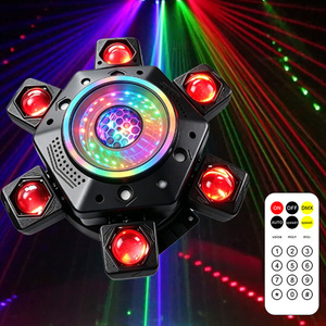 Projecteur LED Laser à Tête Mobile 6 Bras, Effet Scène Beam RG, Projection de Motifs Étoilés, Stroboscope Sonore DMX512 pour Fêtes, Discothèques, Clubs, Mariages, Bars - Product Image 1