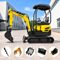 Lyusenics 1.6Ton Crawler Mini Excavator 7600W Compact Digger 0.03 m³ Bucket 1800mm Kedalaman Penggalian untuk Lanskap