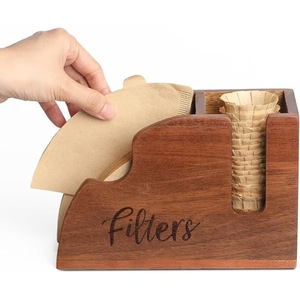 Wooden Coffee Filter Storage Box With <b>Paper</b> Filters Holder For <b>Kitchen</b> Use Eco Friendly Rectangle Shape - Product Image 1