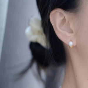 Accessoires en argent S925 pour la création de bijoux, support vide simple en argent pour boucles d'oreilles avec perles rondes de 6-7 mm, collection 2024 - Product Image 3