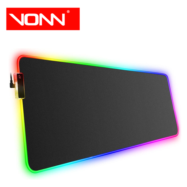 VONN 800*300*4mm RGB Gaming Mouse Pad LED Light Black Mat Non-Slip Rubber Base XL Mousepad for Gamer Gift (31.5 X 11.8 Inch)
