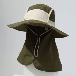Chapeaux de pêche à large bord pour l'extérieur, protection solaire, protection du cou, chapeaux de safari et de jungle avec cordon - Product Image 1