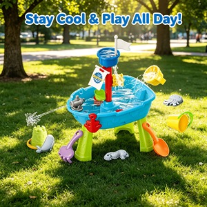 Tavolo da Gioco Estivo per Bambini a Tema Nave Pirata con Cannone ad Acqua, Ruota Girevole, 2 Secchielli e 2 Pale per Giochi all'Aperto - Product Image 4