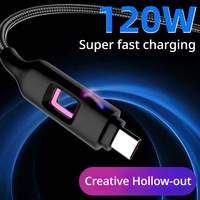 Câble de données lumineux RGB coloré 120W à effet respirant pour Apple 16 et Huawei Mate60pro 70 60 50 Type-C à charge rapide