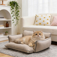 Coussin pour chat en peluche lavable à motif chevron en chenille, orthopédique, antidérapant, pour l'intérieur de la voiture, multifonctionnel, nid pour animaux de compagnie, maison pour animaux de compagnie chaude pour l'hiver