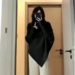Suéter de Cuello Alto para Mujer Top de Otoño Invierno Manga Murciélago Holgado Nueva Camisa de Punto Casual Irregular para Dama - Product Image 6