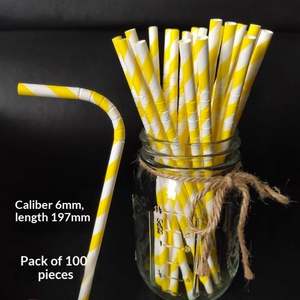 Pailles en papier recyclé pliables, biodégradables, jetables, emballées individuellement pour les jus et les boissons, à utiliser dans les restaurants et les cafés - Product Image 1