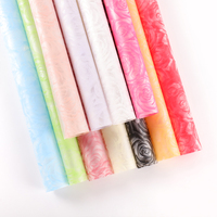 Lujo 58*58cm patrón de cabeza de Rosa plástico impermeable papel de regalo de flores para floristería Material de tienda de flores