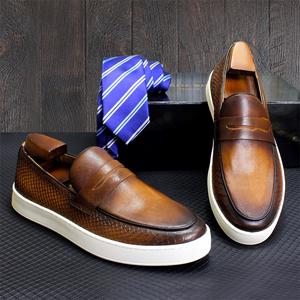 Mocassins en cuir de vache bruni pour hommes, <span class=keywords><strong>chaussures</strong></span> décontractées à semelle blanche, <span class=keywords><strong>chaussures</strong></span> de marche confortables, mocassins faits à la main - Product Image 5