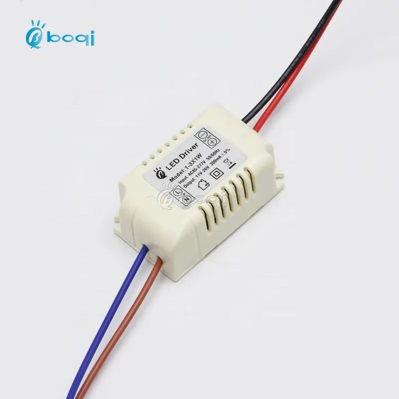 boqi 1-3W constant current led driver 300ma 1w 2W 3W led power supply for led downlight