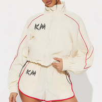 Ensemble court décontracté pour femme : survêtement court et short en toile respirante avec fermeture éclair, style streetwear, vente en gros sur mesure