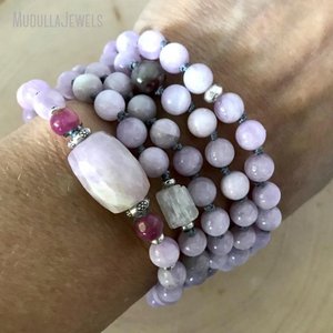 MN31872 Pierre Naturelle Kunzite Tourmaline Rose Perlée 108 Mala Perles <span class=keywords><strong>Coeur</strong></span> <span class=keywords><strong>Chakra</strong></span> Prière Spirituelle <span class=keywords><strong>Mantra</strong></span> Bijoux Cadeau - Product Image 6