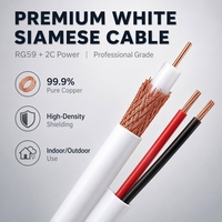 Cable Coaxial GUANNA RG59+2C de CCA Sólido de 0.81mm con Trenzado CCS 96 y Alimentación para Sistemas CCTV, Directo de Fábrica