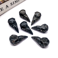 Vente en gros : Tête d'oiseau en obsidienne naturelle de 4 cm, sculptée en forme de corbeau, artisanat en cristal poli, tête d'oiseau Yooperlite pour la guérison et la décoration