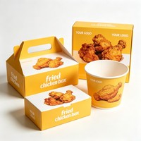 Boîte d'emballage alimentaire à emporter biodégradable avec logo personnalisé, boîte en papier pour hamburger, boîte pour frites, boîte pour nuggets de poulet
