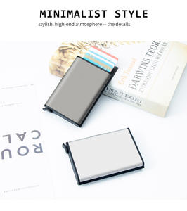 Porte-cartes de crédit Rfid hommes porte-monnaie minimaliste Pop Up porte-cartes en métal porte-cartes d'identité - Product Image 6