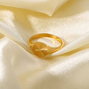 Highly Polished 18K Gold Plated Stainless Steel Finger Rings <strong>Sunshine</strong> Round Shape Jewelry for Women and Girls Fashionable <strong>Gift</strong> - Product Image 6