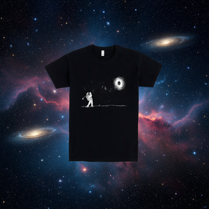 T-shirt Black Hole In One da uomo con grafica Space Astronaut Design nera - Product Image 3