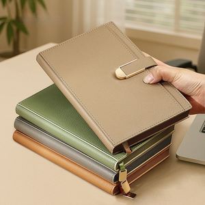 High Appearance A5 Hardcover Thermal Binding Customized Gift <b>Work</b> Meeting Imitation Leather Notebook Printed Logo Multiple - Product Image 2