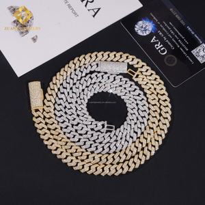 Cadena Cubana de Moissanita FL con Dos Hileras de Diamantes de Imitación de 8mm y 10mm, Joyería Hip Hop para Hombre, Certificados GRA, Pasa el Probador de Diamantes - Product Image 2